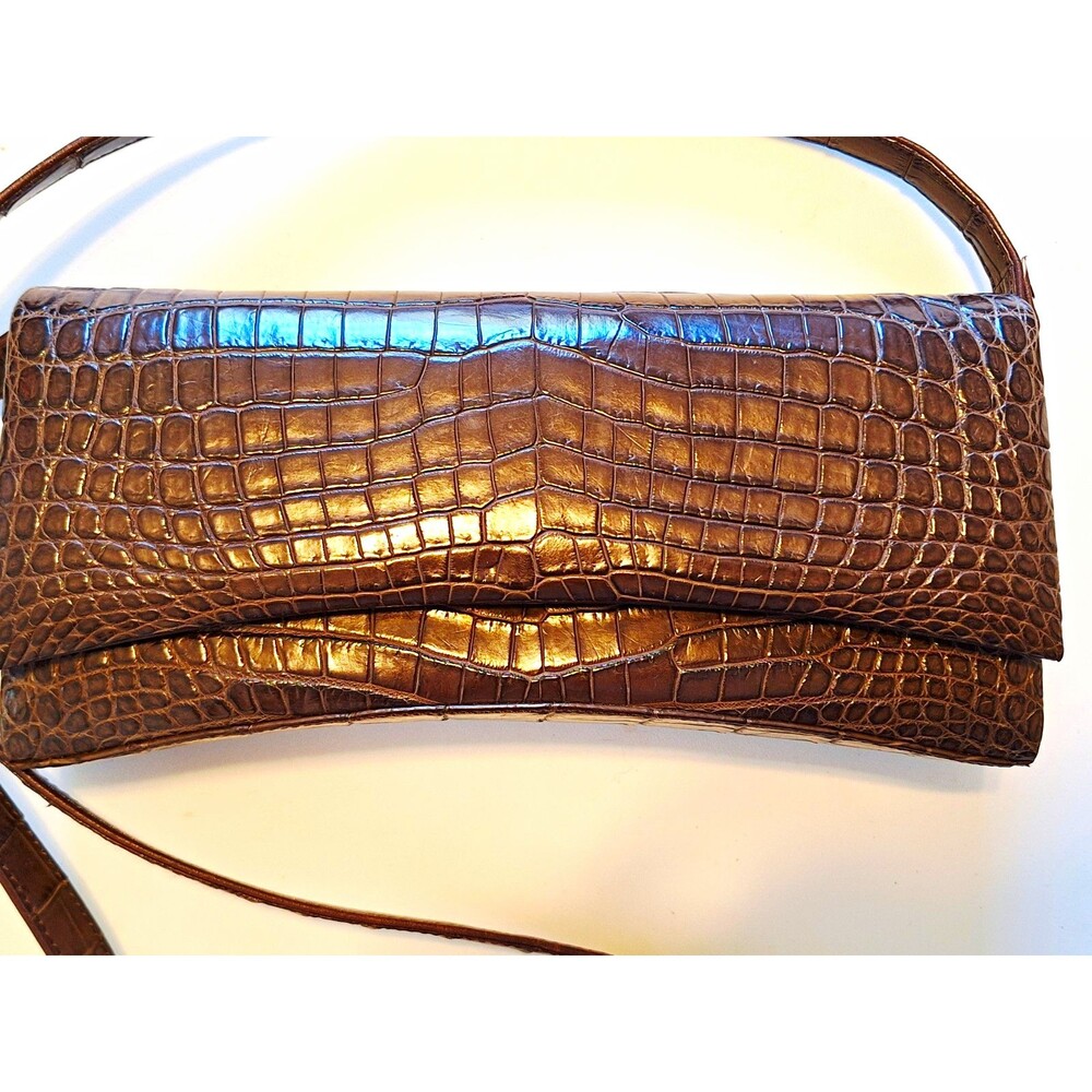 Genuine Crocodile Skin Vintage Brown Women's Leather Shoulder Bag